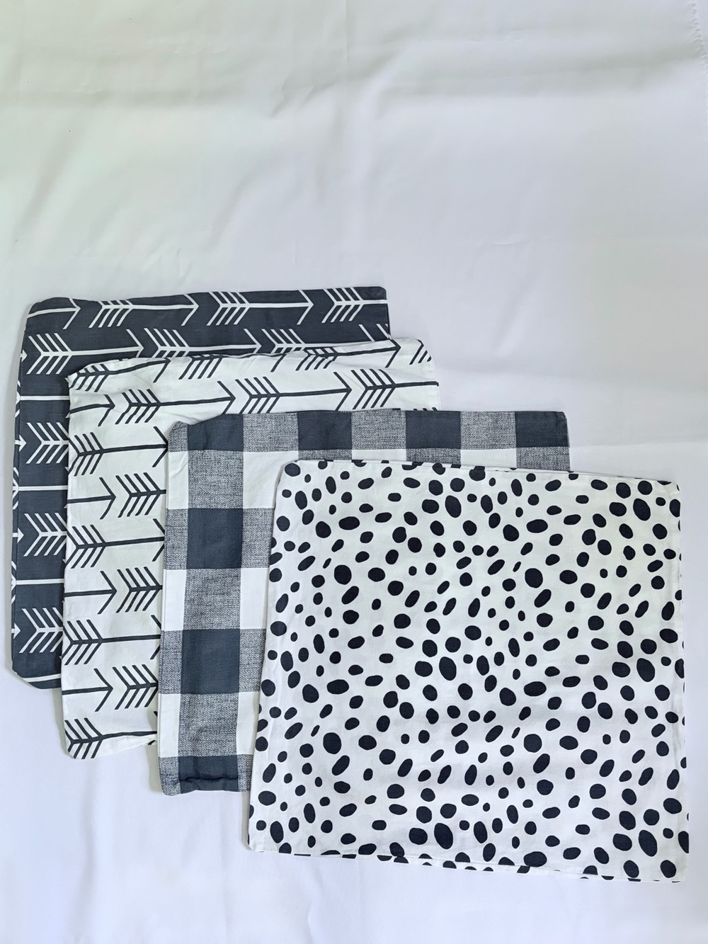 Cotton Throw Pillow Covers- Set of 4 Coordinating Covers Navy White